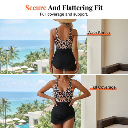 Women's Color-Block Criss-Cross One-Piece Swimdress
