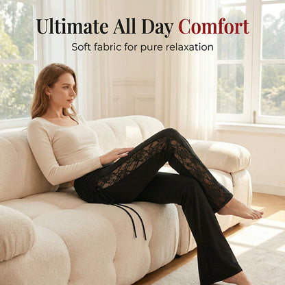 👖 LIMITED-TIME 50% OFF! ✨ Women's Ruched Lace Flare Pants – Stretchy, Slimming, Elegant 💃