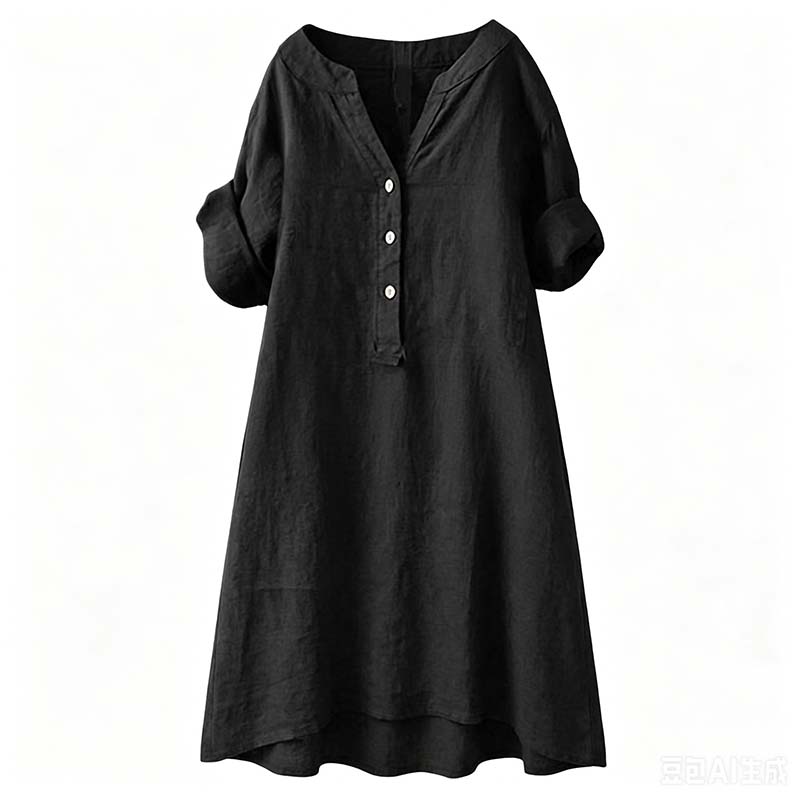👗 LIMITED-TIME 50% OFF! ✨ Women's V-Neck Tunic Dress – Button Down, 12 Colors, Plus Size 🌸