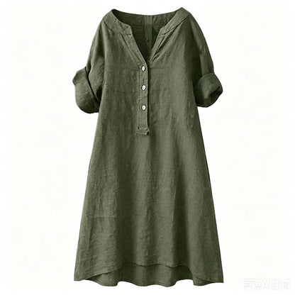 👗 LIMITED-TIME 50% OFF! ✨ Women's V-Neck Tunic Dress – Button Down, 12 Colors, Plus Size 🌸