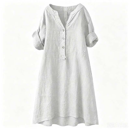 👗 LIMITED-TIME 50% OFF! ✨ Women's V-Neck Tunic Dress – Button Down, 12 Colors, Plus Size 🌸
