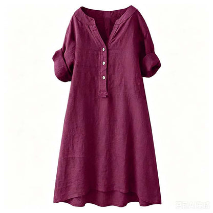 👗 LIMITED-TIME 50% OFF! ✨ Women's V-Neck Tunic Dress – Button Down, 12 Colors, Plus Size 🌸