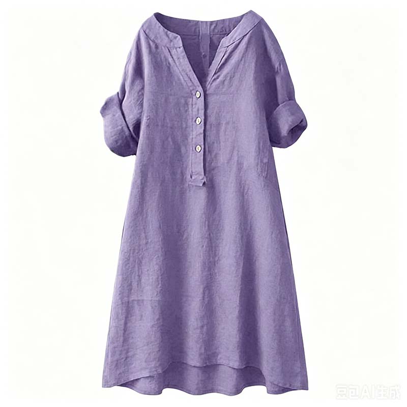 👗 LIMITED-TIME 50% OFF! ✨ Women's V-Neck Tunic Dress – Button Down, 12 Colors, Plus Size 🌸