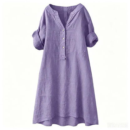 👗 LIMITED-TIME 50% OFF! ✨ Women's V-Neck Tunic Dress – Button Down, 12 Colors, Plus Size 🌸