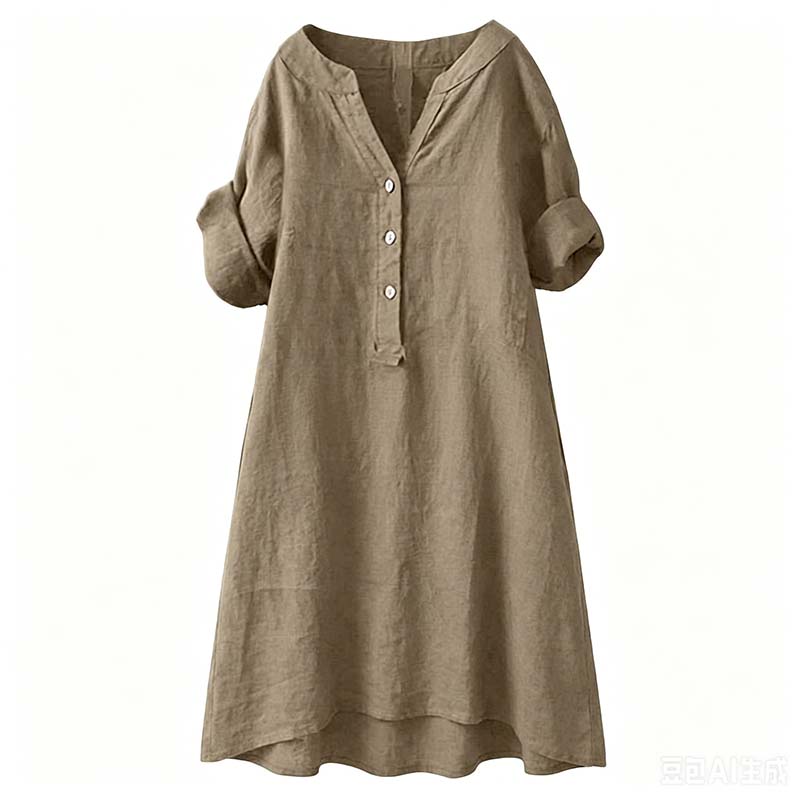 👗 LIMITED-TIME 50% OFF! ✨ Women's V-Neck Tunic Dress – Button Down, 12 Colors, Plus Size 🌸