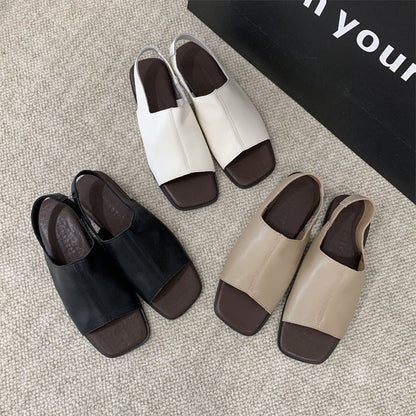 👡Summer Hot Sale✨Women's Retro Square Toe Slingback Sandals