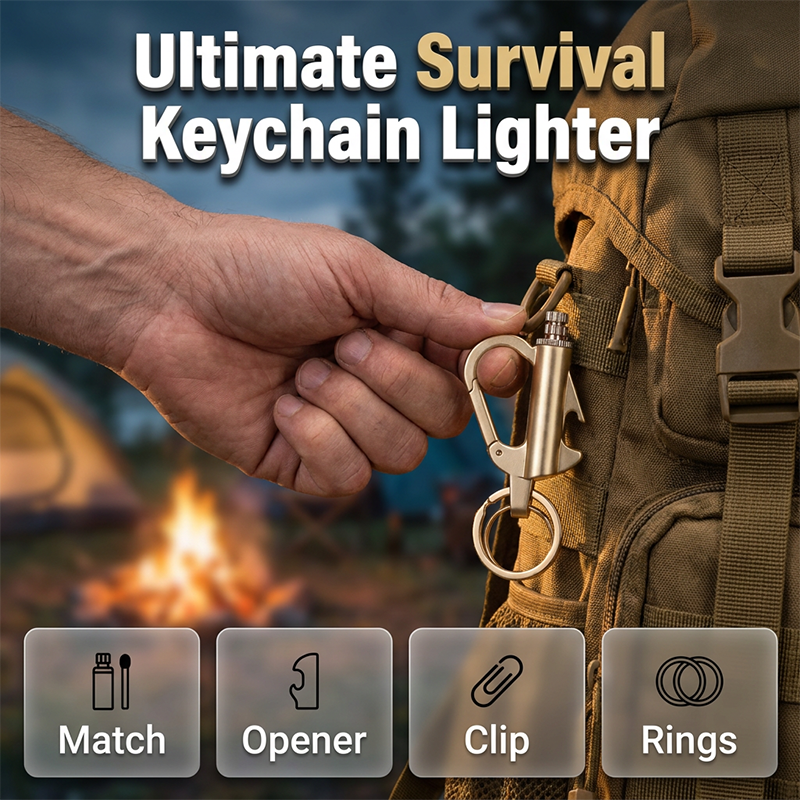 🥳2026 HOT SALE🥳💞50K+ SOLD!🔥🍾 50% OFF! Multifunctional Permanent Match Keychain – Windproof match + bottle opener + carabiner, premium zinc alloy. Light, compact & ready! 🗝️✨
