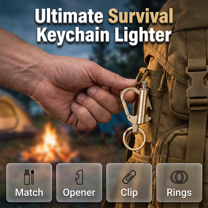 🥳2026 HOT SALE🥳💞50K+ SOLD!🔥🍾 50% OFF! Multifunctional Permanent Match Keychain – Windproof match + bottle opener + carabiner, premium zinc alloy. Light, compact & ready! 🗝️✨