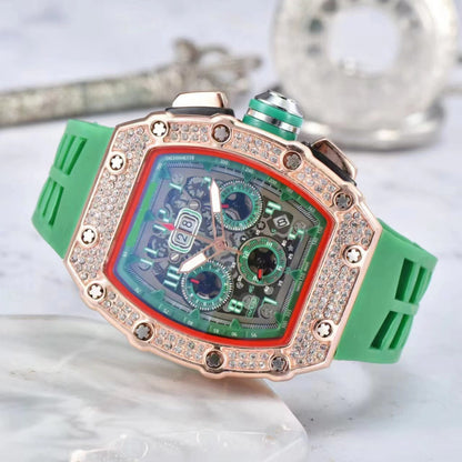 ⌚ Limited Edition – 50% Discount! ✨ Luxury Men's Tonneau-Shaped Watch with Rhinestone Embellishment