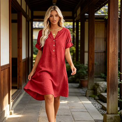 🏖️Summer Hot Sale 50% OFF🏝️👗Women's V-Neck Tunic Dress – Relaxed Fit, Pockets & Breathable