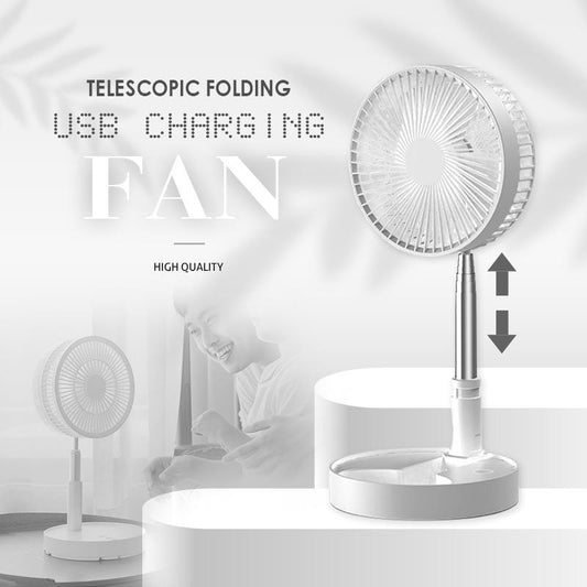🔋 Telescopic Folding USB Charging Fan – Adjustable height, quiet operation & portable – perfect for desk, travel or outdoor use 💨
