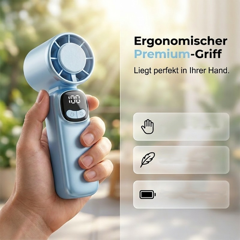 Compact portable fan with long battery life