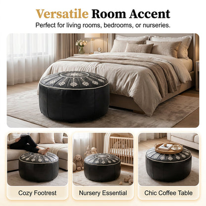🥳2026 BESTSELLER🔥 Round Storage Ottoman – Intricate Floral Embroidery, Hidden Compartment – Comfortable Extra Seating – Premium Durable Material! 🛡️💨