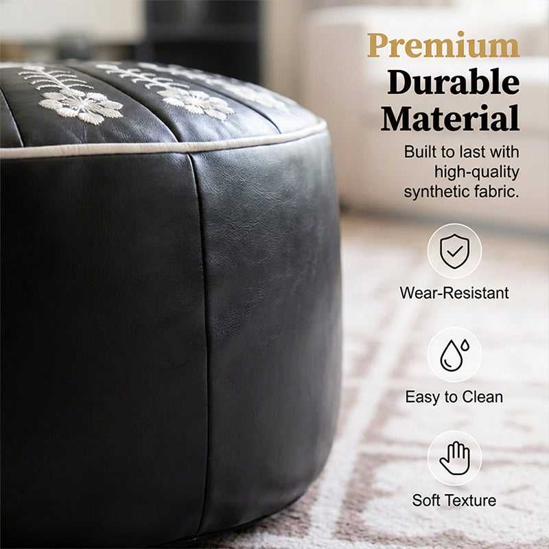🥳2026 BESTSELLER🔥 Round Storage Ottoman – Intricate Floral Embroidery, Hidden Compartment – Comfortable Extra Seating – Premium Durable Material! 🛡️💨