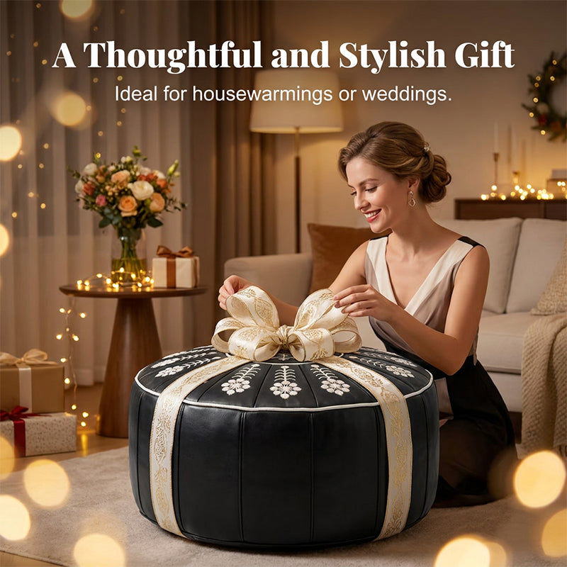 🥳2026 BESTSELLER🔥 Round Storage Ottoman – Intricate Floral Embroidery, Hidden Compartment – Comfortable Extra Seating – Premium Durable Material! 🛡️💨