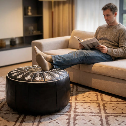 🥳2026 BESTSELLER🔥 Round Storage Ottoman – Intricate Floral Embroidery, Hidden Compartment – Comfortable Extra Seating – Premium Durable Material! 🛡️💨