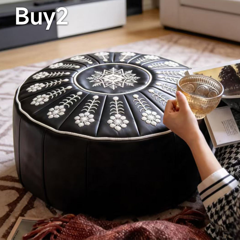 🥳2026 BESTSELLER🔥 Round Storage Ottoman – Intricate Floral Embroidery, Hidden Compartment – Comfortable Extra Seating – Premium Durable Material! 🛡️💨