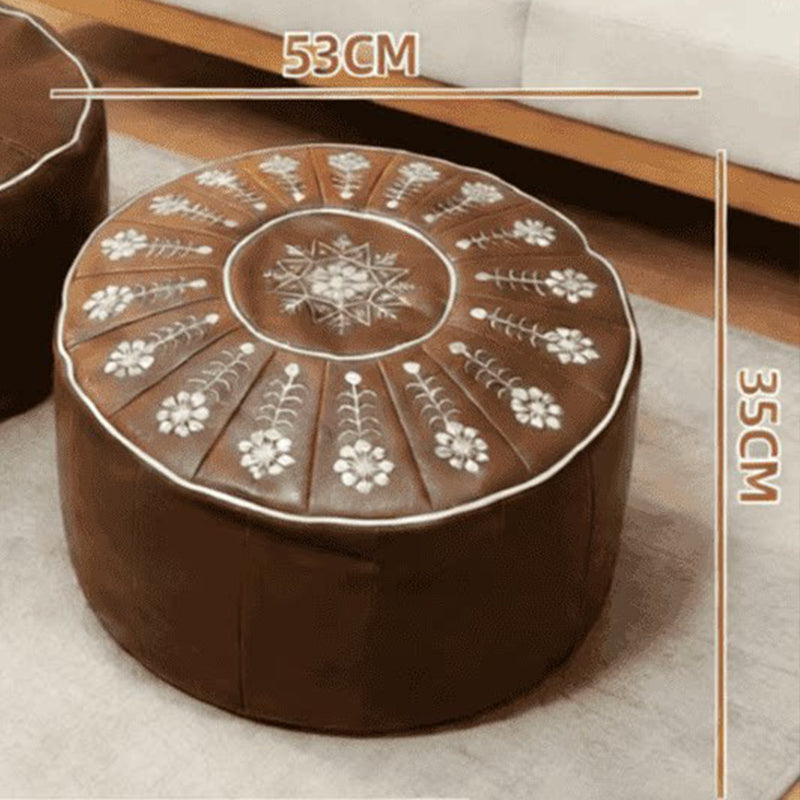 🥳2026 BESTSELLER🔥 Round Storage Ottoman – Intricate Floral Embroidery, Hidden Compartment – Comfortable Extra Seating – Premium Durable Material! 🛡️💨