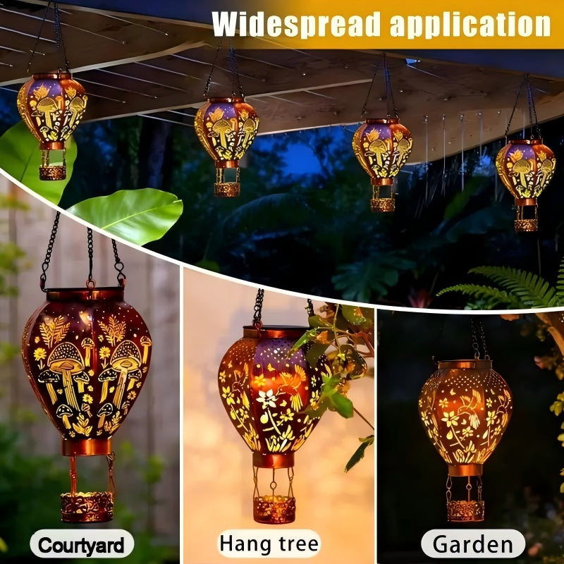 🎈 LIMITED-TIME 50% OFF! ✨ Solar Hot Air Balloon Lantern – Auto-On, Hollow-Out Projection, Weatherproof 🌿