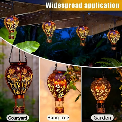 🎈 LIMITED-TIME 50% OFF! ✨ Solar Hot Air Balloon Lantern – Auto-On, Hollow-Out Projection, Weatherproof 🌿