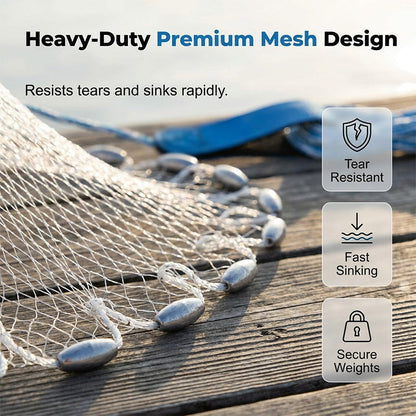 🎣⚓Easy-Throw Fishing Cast Net – Fast-Sinking Heavy-Duty Bait Net🌊