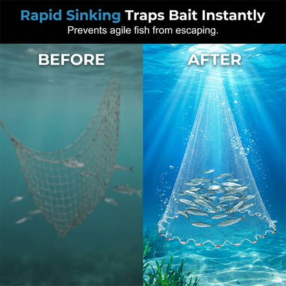 🎣⚓Easy-Throw Fishing Cast Net – Fast-Sinking Heavy-Duty Bait Net🌊