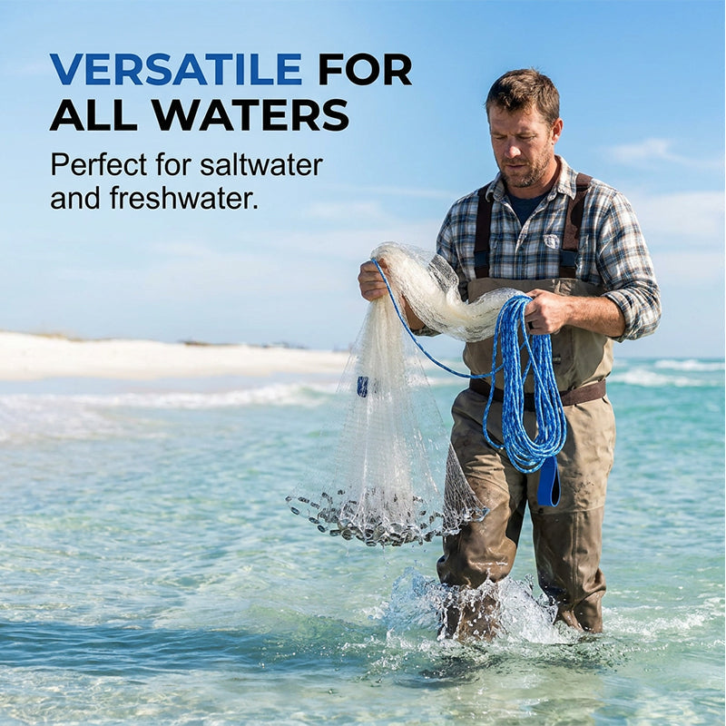 🎣⚓Easy-Throw Fishing Cast Net – Fast-Sinking Heavy-Duty Bait Net🌊