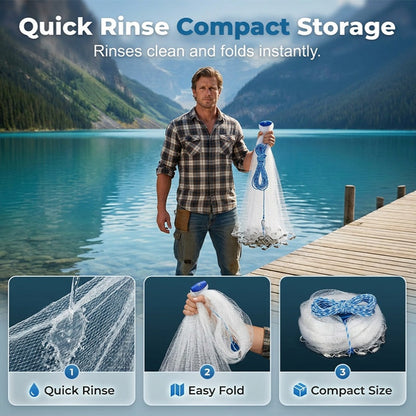 🎣⚓Easy-Throw Fishing Cast Net – Fast-Sinking Heavy-Duty Bait Net🌊
