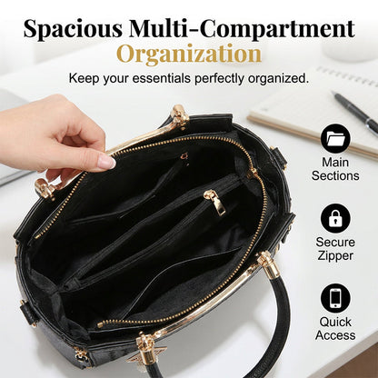 👜50% OFF!✨Women's V-Stitched Satchel – Gold Hardware, Multi-Compartment, Top-Handle 🌸