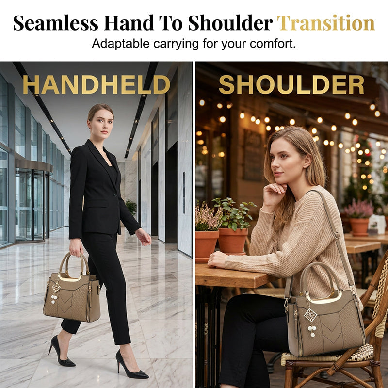 👜50% OFF!✨Women's V-Stitched Satchel – Gold Hardware, Multi-Compartment, Top-Handle 🌸
