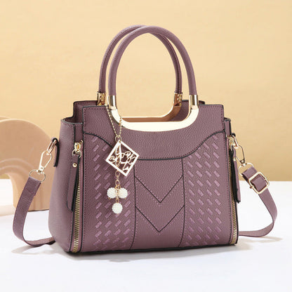 👜50% OFF!✨Women's V-Stitched Satchel – Gold Hardware, Multi-Compartment, Top-Handle 🌸