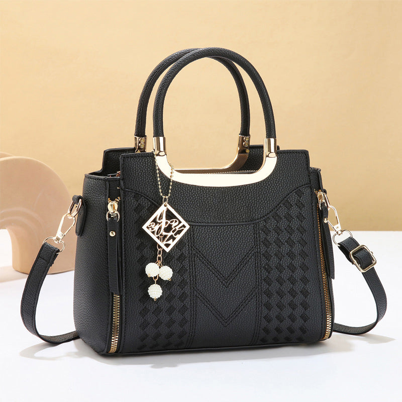 👜50% OFF!✨Women's V-Stitched Satchel – Gold Hardware, Multi-Compartment, Top-Handle 🌸