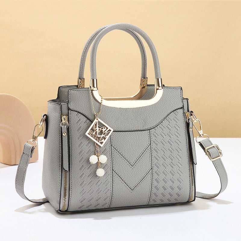 👜50% OFF!✨Women's V-Stitched Satchel – Gold Hardware, Multi-Compartment, Top-Handle 🌸