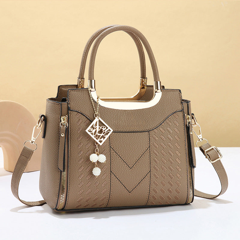 👜50% OFF!✨Women's V-Stitched Satchel – Gold Hardware, Multi-Compartment, Top-Handle 🌸