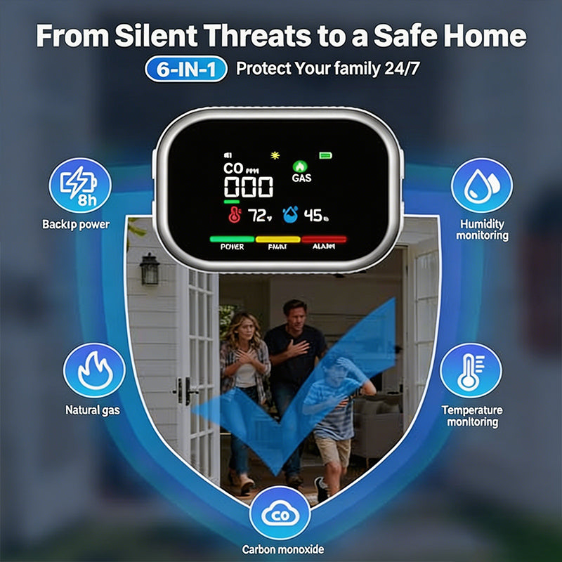 🎉Portable Multi-Gas Alarm with LCD Display & Battery Backup