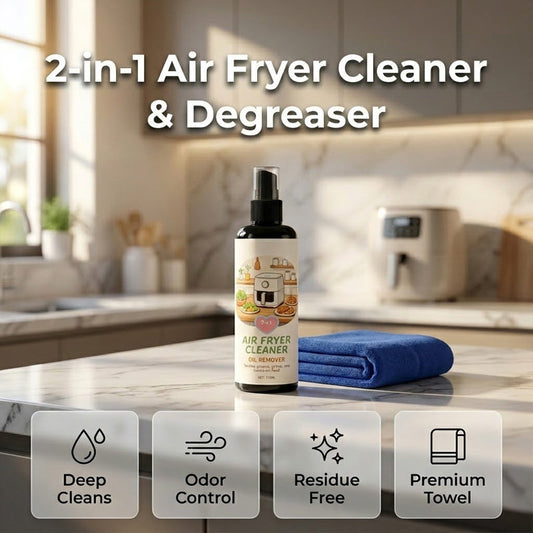 🥳2026 HOT SALE🥳💞50K+ SOLD!🔍✨ 50% OFF! 2‑in‑1 Air Fryer Cleaner – Degreases & cleans, safe for non‑stick coatings. Just spray & wipe. Includes towel! 🧼💪