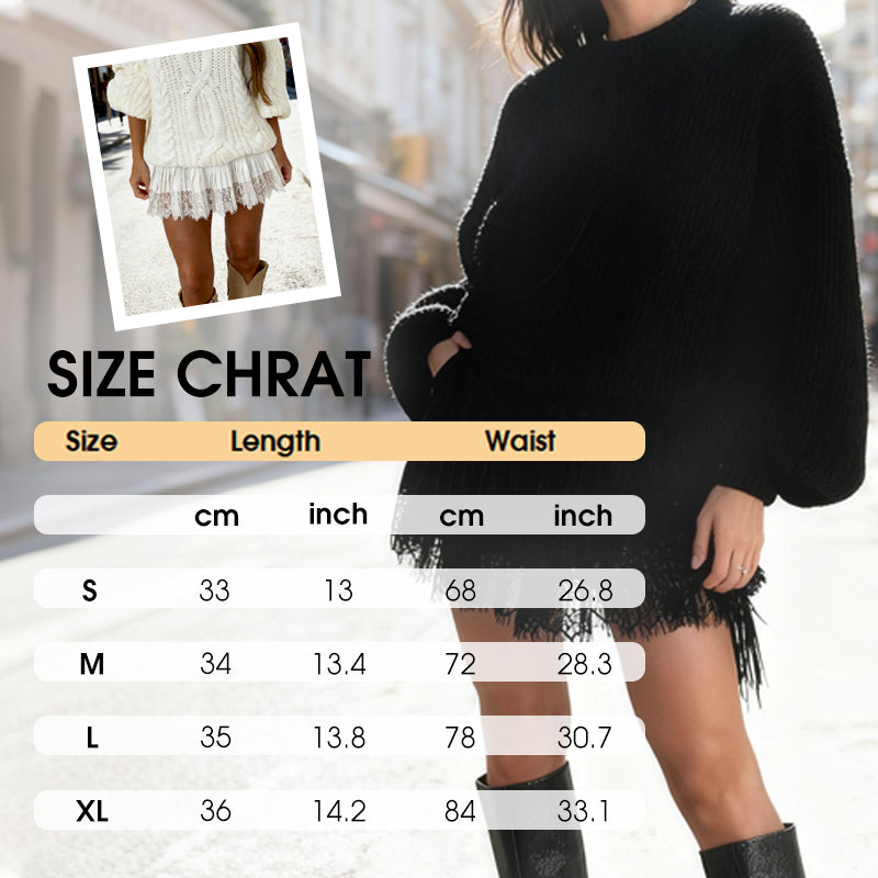 🌸Chic Pleated Lace Trim Mini Skirt
