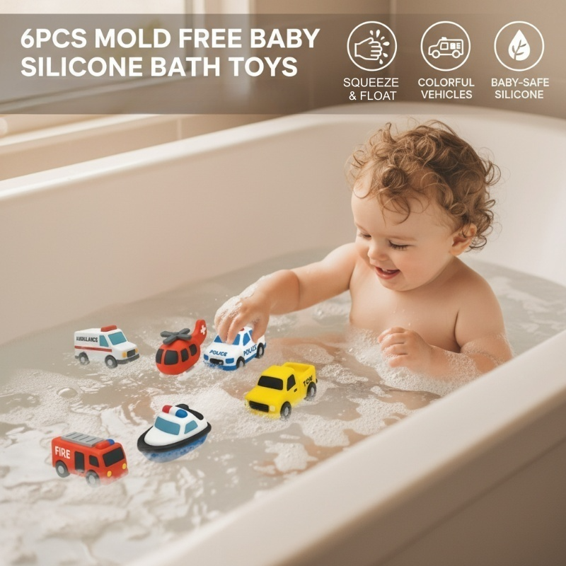 6PCS Mold-Free Baby Silicone Bath Toys