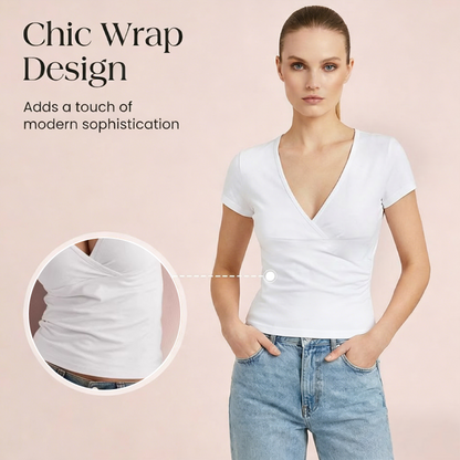 Women's V-Neck Short Sleeve Wrap T-Shirt