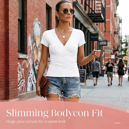 Women's V-Neck Short Sleeve Wrap T-Shirt