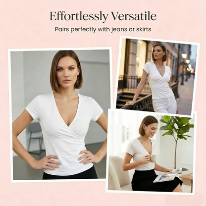 Women's V-Neck Short Sleeve Wrap T-Shirt