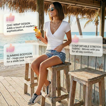 Women's V-Neck Short Sleeve Wrap T-Shirt