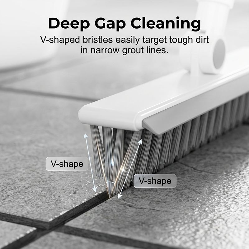 🧹 2-in-1 Grout & Corner Scrubber Brush with Squeegee