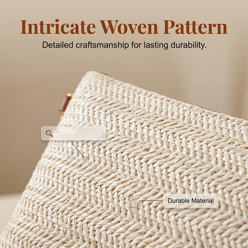 👜 LIMITED-TIME 50% OFF! 💥 Women's Woven Straw Shoulder Clutch Bag – Lightweight, Versatile, Metallic Accents ✨