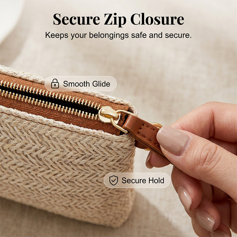👜 LIMITED-TIME 50% OFF! 💥 Women's Woven Straw Shoulder Clutch Bag – Lightweight, Versatile, Metallic Accents ✨