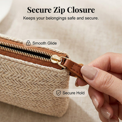 👜 LIMITED-TIME 50% OFF! 💥 Women's Woven Straw Shoulder Clutch Bag – Lightweight, Versatile, Metallic Accents ✨