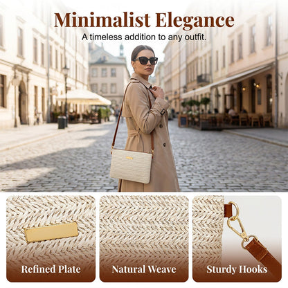 👜 LIMITED-TIME 50% OFF! 💥 Women's Woven Straw Shoulder Clutch Bag – Lightweight, Versatile, Metallic Accents ✨