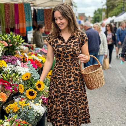 ⏳Time-Limited Special⏰Women's Elegant Leopard Print Lapel Dress – Chic, Flattering & Bold Statement Style 🥂