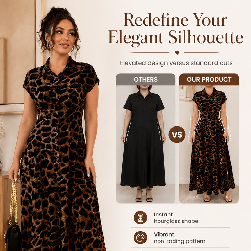 ⏳Time-Limited Special⏰Women's Elegant Leopard Print Lapel Dress – Chic, Flattering & Bold Statement Style 🥂