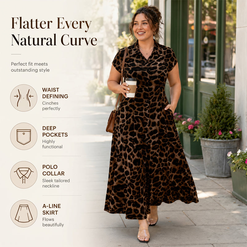⏳Time-Limited Special⏰Women's Elegant Leopard Print Lapel Dress – Chic, Flattering & Bold Statement Style 🥂